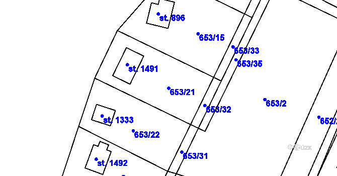 Parcela st. 653/21 v KÚ Jílové u Prahy, Katastrální mapa