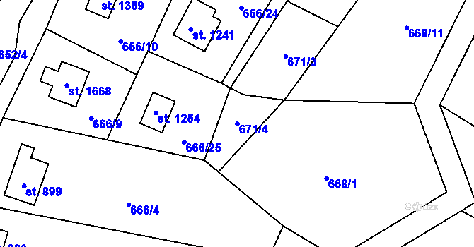 Parcela st. 671/4 v KÚ Jílové u Prahy, Katastrální mapa