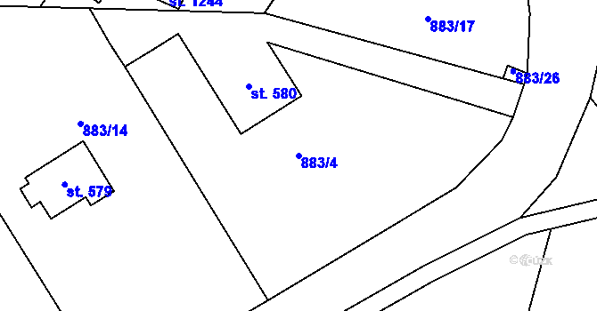 Parcela st. 883/4 v KÚ Jílové u Prahy, Katastrální mapa