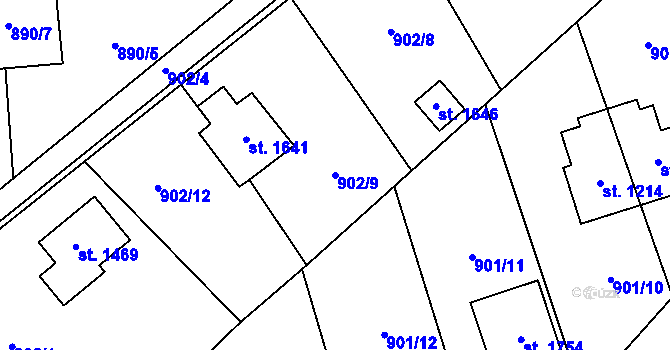 Parcela st. 902/9 v KÚ Jílové u Prahy, Katastrální mapa