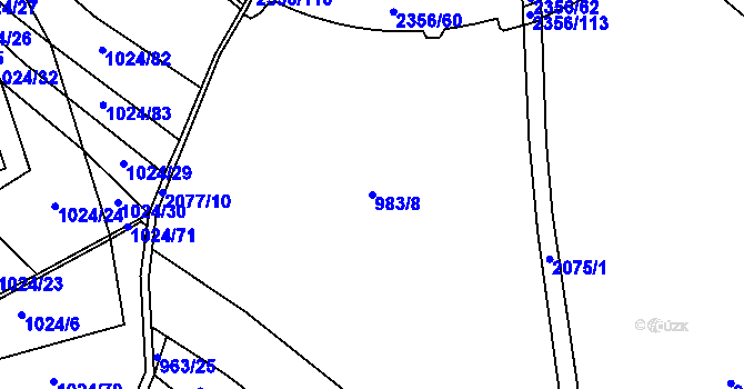 Parcela st. 983/8 v KÚ Jílové u Prahy, Katastrální mapa