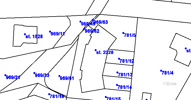 Parcela st. 2228 v KÚ Jílové u Prahy, Katastrální mapa