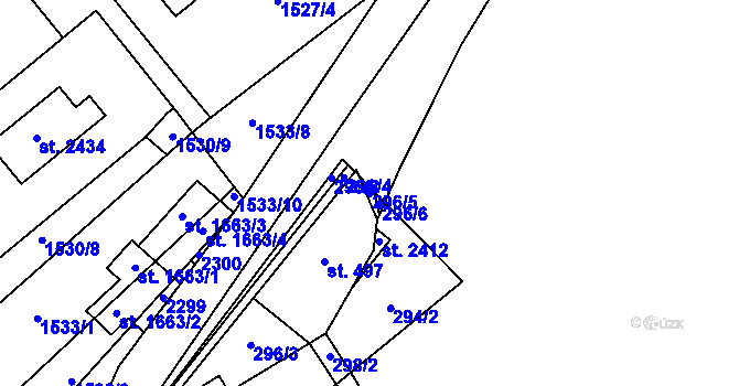 Parcela st. 296/5 v KÚ Jílové u Prahy, Katastrální mapa