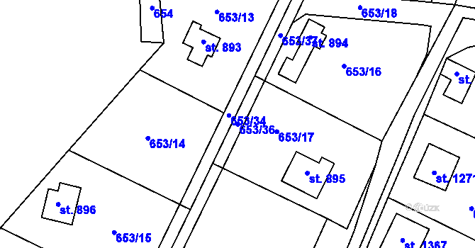 Parcela st. 653/36 v KÚ Jílové u Prahy, Katastrální mapa