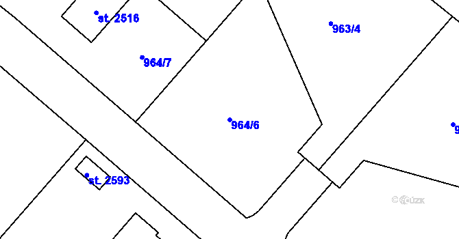 Parcela st. 964/6 v KÚ Jílové u Prahy, Katastrální mapa