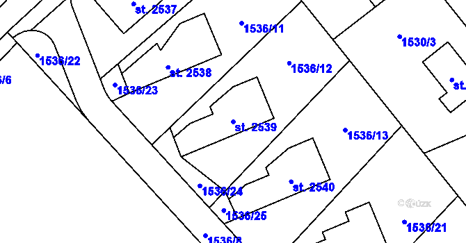 Parcela st. 2539 v KÚ Jílové u Prahy, Katastrální mapa