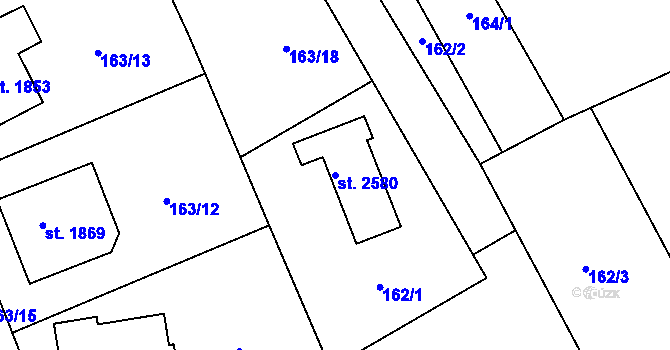 Parcela st. 2580 v KÚ Jílové u Prahy, Katastrální mapa