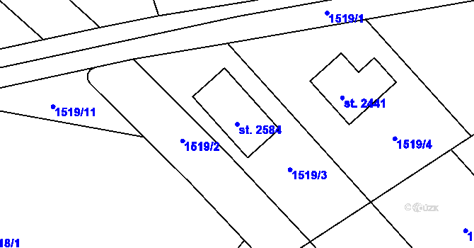 Parcela st. 2584 v KÚ Jílové u Prahy, Katastrální mapa