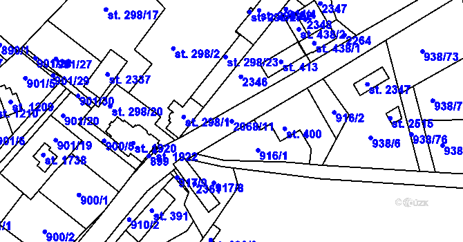 Parcela st. 2068/11 v KÚ Jílové u Prahy, Katastrální mapa
