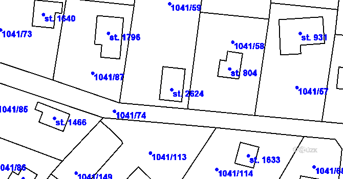 Parcela st. 2624 v KÚ Jílové u Prahy, Katastrální mapa