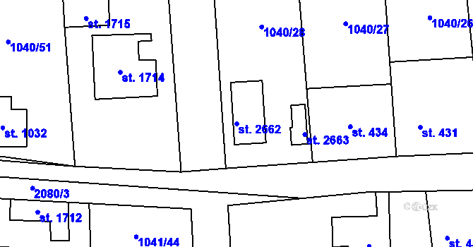 Parcela st. 2662 v KÚ Jílové u Prahy, Katastrální mapa