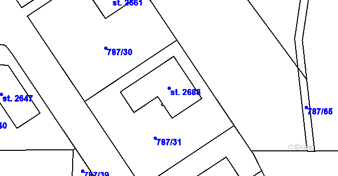 Parcela st. 2688 v KÚ Jílové u Prahy, Katastrální mapa