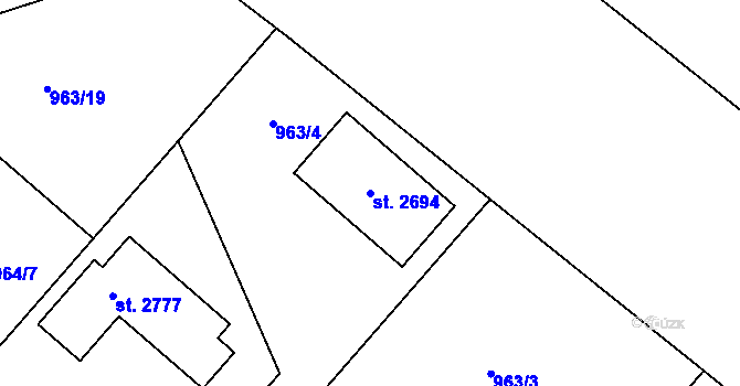 Parcela st. 2694 v KÚ Jílové u Prahy, Katastrální mapa