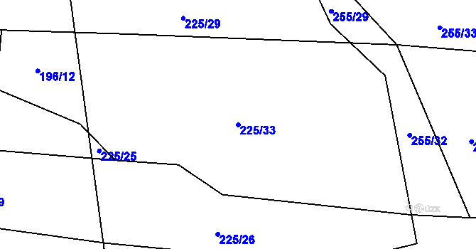 Parcela st. 225/33 v KÚ Jílovec, Katastrální mapa