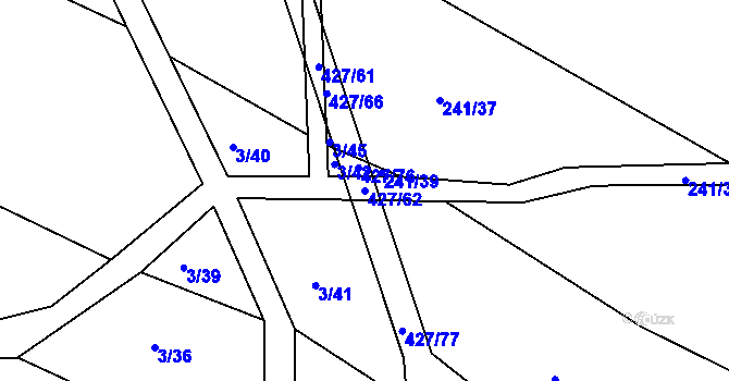 Parcela st. 427/62 v KÚ Jílovec, Katastrální mapa