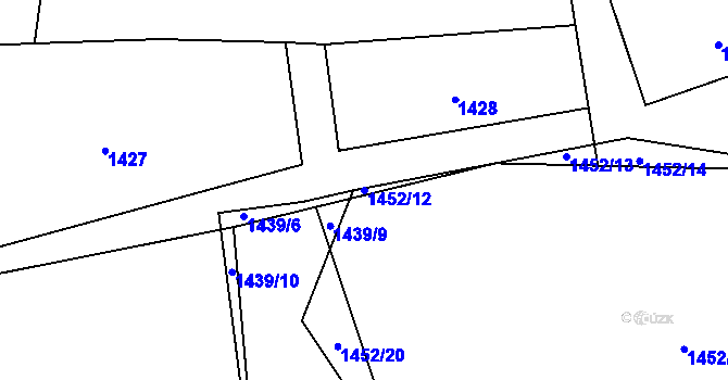 Parcela st. 1452/12 v KÚ Jílovice u Trhových Svinů, Katastrální mapa