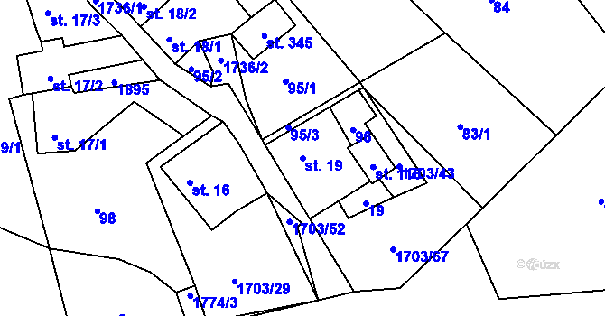 Parcela st. 19 v KÚ Jílovice u Trhových Svinů, Katastrální mapa