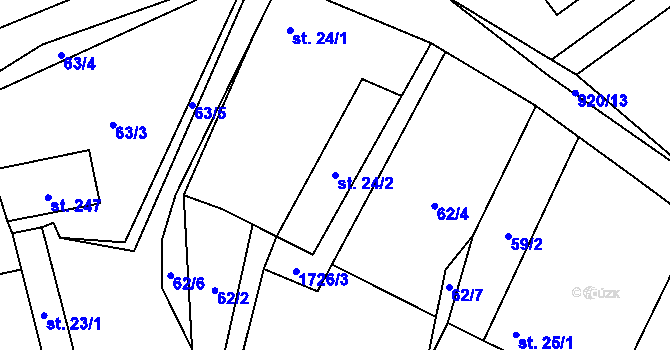 Parcela st. 24/2 v KÚ Jílovice u Trhových Svinů, Katastrální mapa