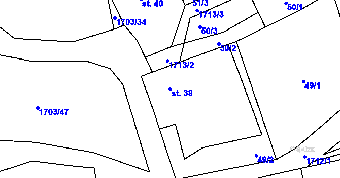 Parcela st. 38 v KÚ Jílovice u Trhových Svinů, Katastrální mapa