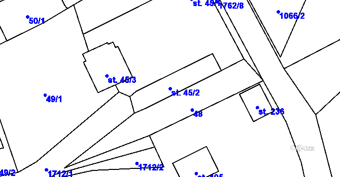 Parcela st. 45/2 v KÚ Jílovice u Trhových Svinů, Katastrální mapa