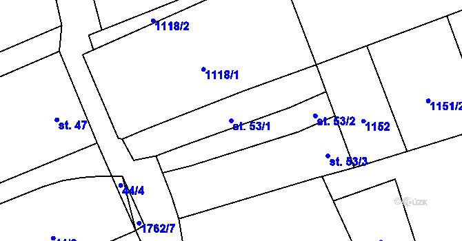 Parcela st. 53/1 v KÚ Jílovice u Trhových Svinů, Katastrální mapa