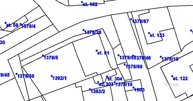 Parcela st. 61 v KÚ Jílovice u Trhových Svinů, Katastrální mapa