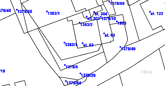 Parcela st. 62 v KÚ Jílovice u Trhových Svinů, Katastrální mapa