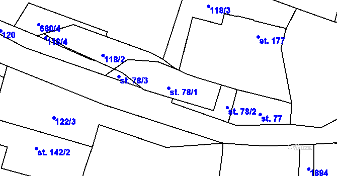 Parcela st. 78/1 v KÚ Jílovice u Trhových Svinů, Katastrální mapa