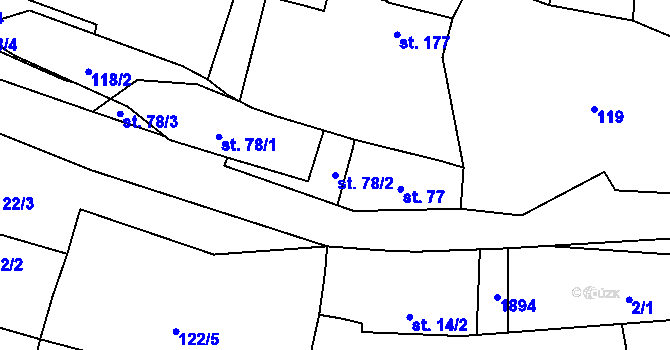 Parcela st. 78/2 v KÚ Jílovice u Trhových Svinů, Katastrální mapa
