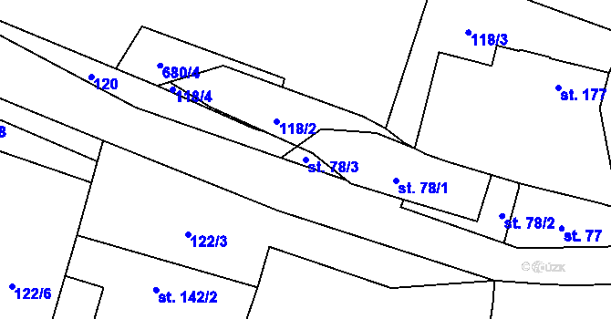 Parcela st. 78/3 v KÚ Jílovice u Trhových Svinů, Katastrální mapa
