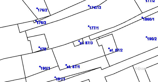 Parcela st. 87/3 v KÚ Jílovice u Trhových Svinů, Katastrální mapa