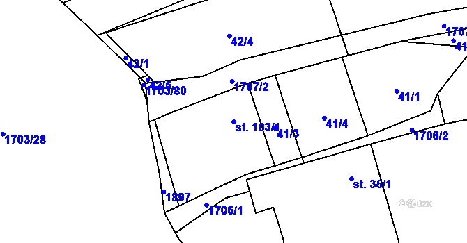 Parcela st. 103/1 v KÚ Jílovice u Trhových Svinů, Katastrální mapa