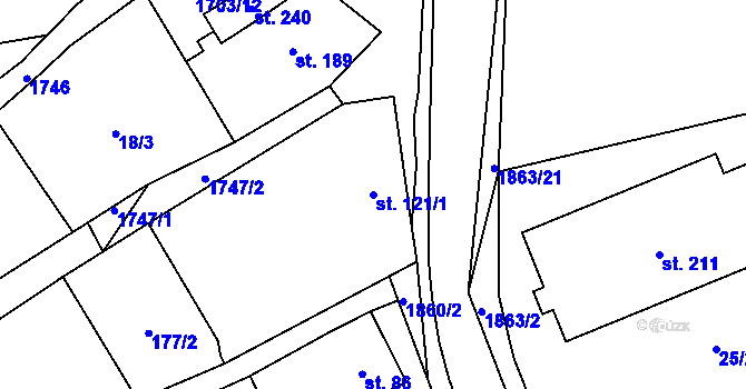 Parcela st. 121/1 v KÚ Jílovice u Trhových Svinů, Katastrální mapa
