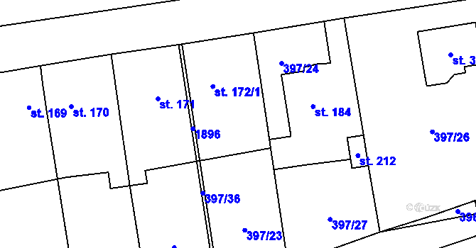 Parcela st. 172/2 v KÚ Jílovice u Trhových Svinů, Katastrální mapa