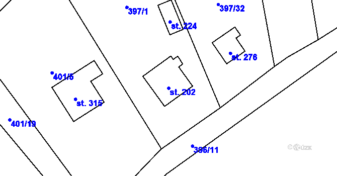 Parcela st. 202 v KÚ Jílovice u Trhových Svinů, Katastrální mapa