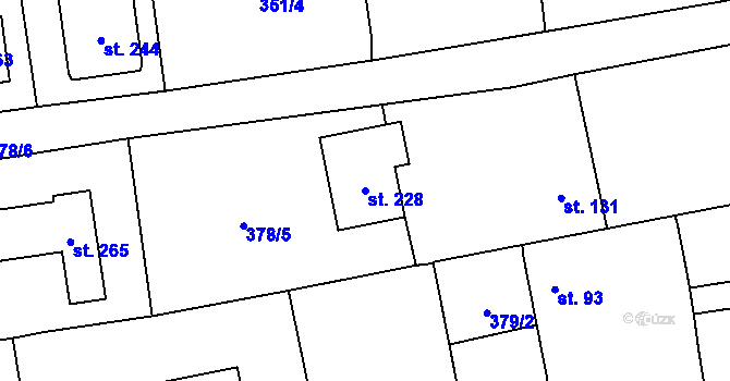 Parcela st. 228 v KÚ Jílovice u Trhových Svinů, Katastrální mapa