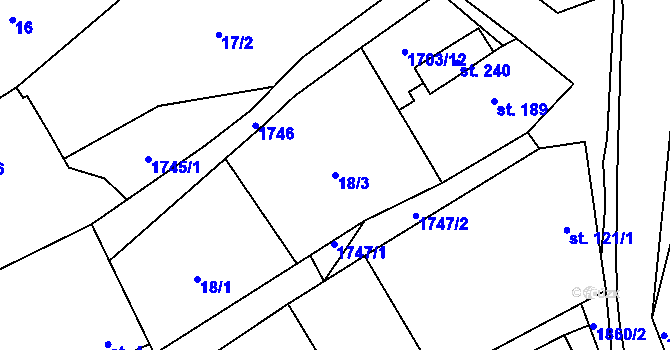 Parcela st. 18/3 v KÚ Jílovice u Trhových Svinů, Katastrální mapa