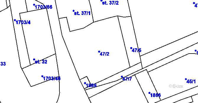 Parcela st. 47/2 v KÚ Jílovice u Trhových Svinů, Katastrální mapa