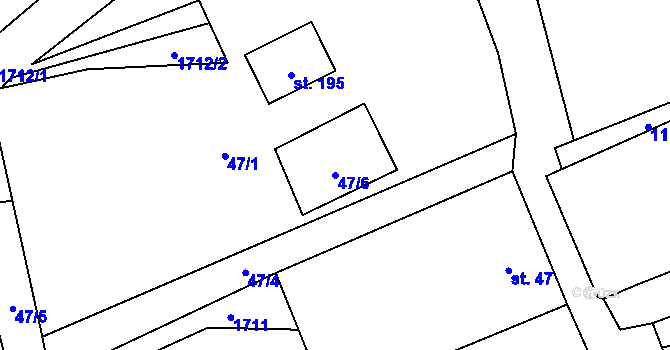 Parcela st. 47/6 v KÚ Jílovice u Trhových Svinů, Katastrální mapa