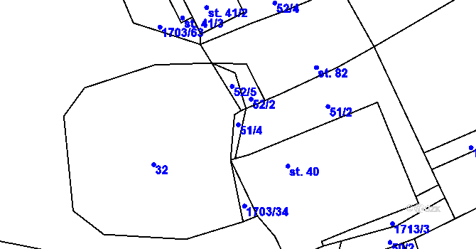 Parcela st. 51/4 v KÚ Jílovice u Trhových Svinů, Katastrální mapa