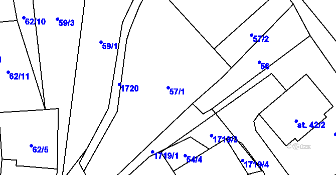 Parcela st. 57/1 v KÚ Jílovice u Trhových Svinů, Katastrální mapa