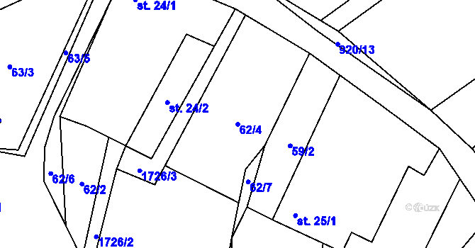 Parcela st. 62/4 v KÚ Jílovice u Trhových Svinů, Katastrální mapa