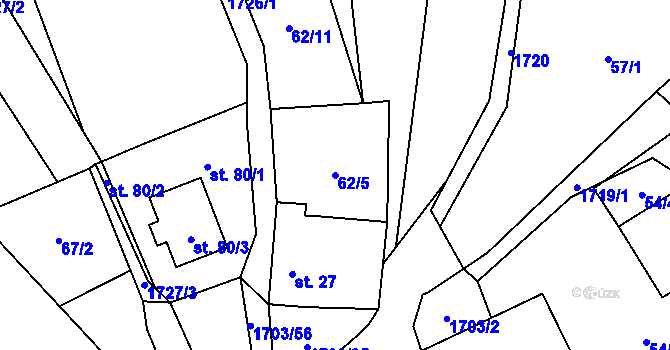 Parcela st. 62/5 v KÚ Jílovice u Trhových Svinů, Katastrální mapa