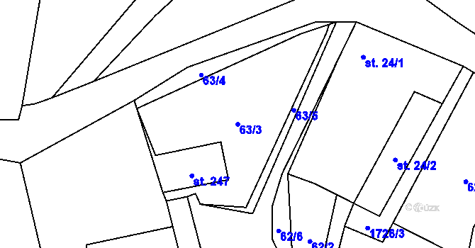 Parcela st. 63/3 v KÚ Jílovice u Trhových Svinů, Katastrální mapa
