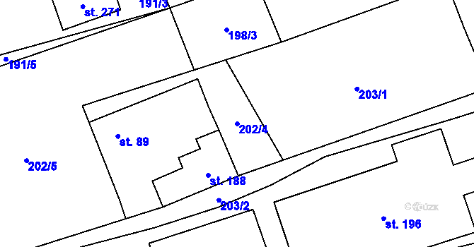 Parcela st. 202/4 v KÚ Jílovice u Trhových Svinů, Katastrální mapa
