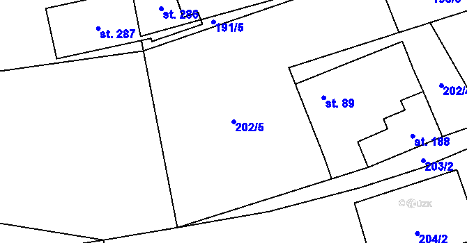 Parcela st. 202/5 v KÚ Jílovice u Trhových Svinů, Katastrální mapa