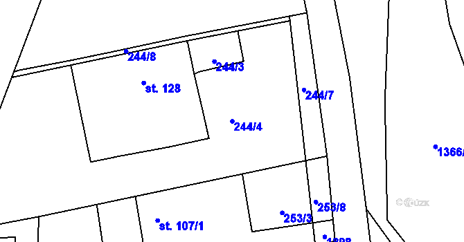 Parcela st. 244/4 v KÚ Jílovice u Trhových Svinů, Katastrální mapa