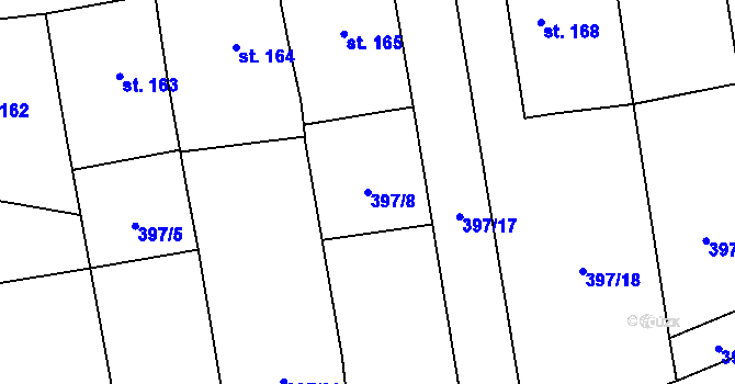 Parcela st. 397/8 v KÚ Jílovice u Trhových Svinů, Katastrální mapa