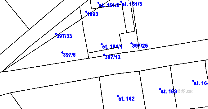 Parcela st. 397/12 v KÚ Jílovice u Trhových Svinů, Katastrální mapa