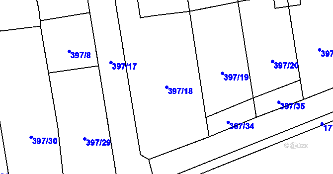 Parcela st. 397/18 v KÚ Jílovice u Trhových Svinů, Katastrální mapa